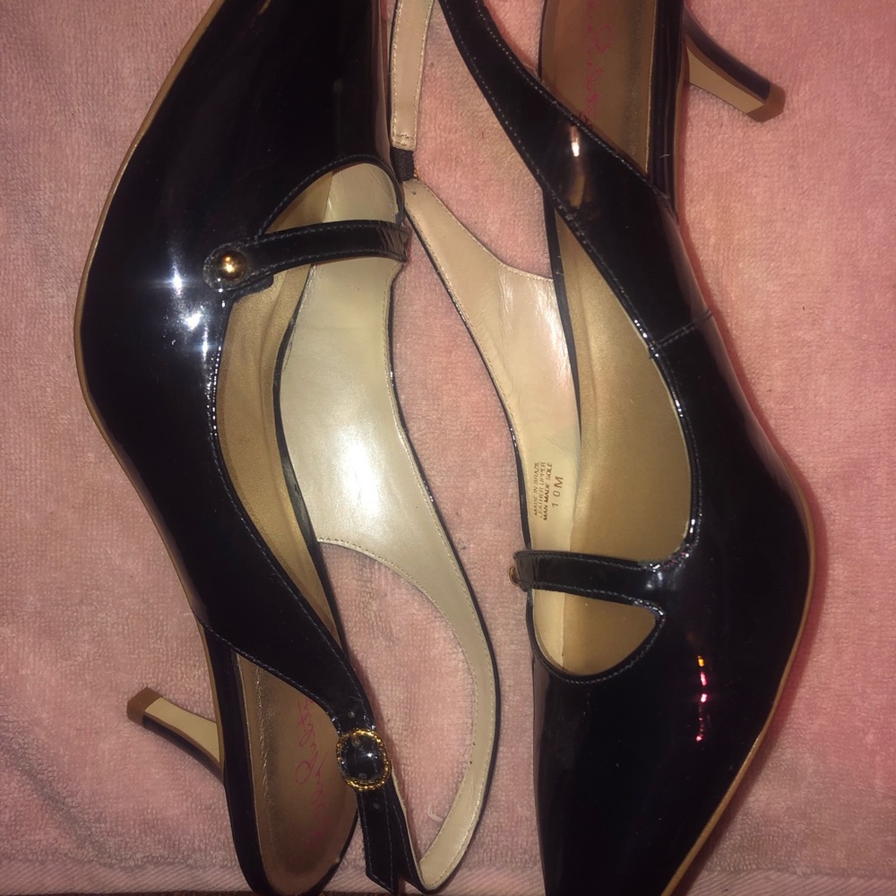 NAVY BLUE LILLY PULITZER ADJUSTABLE SLINGBACKS